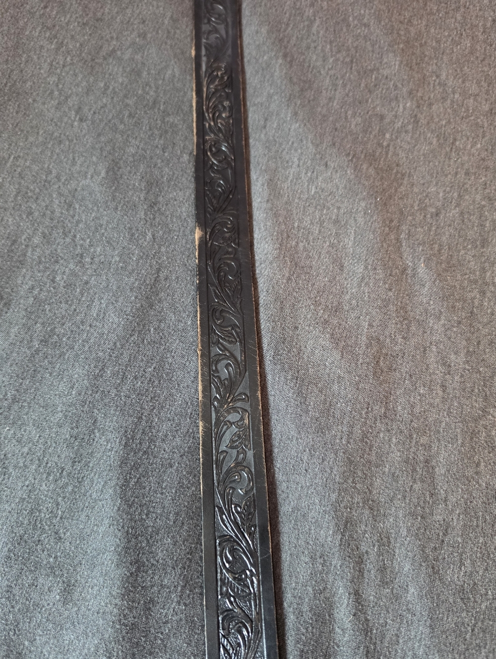 Cowgirl Black Belt With Silver Filigree Buckle And Tooled Leather - Picture 5 of 6